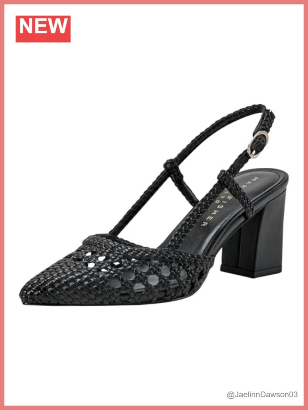 Leather Block Heel Pointed Toe Dress Pump